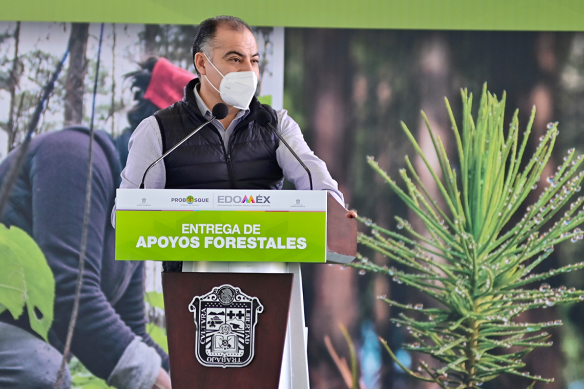 Boletín 184 .- Alfredo del Mazo entrega apoyos forestales en Chalco