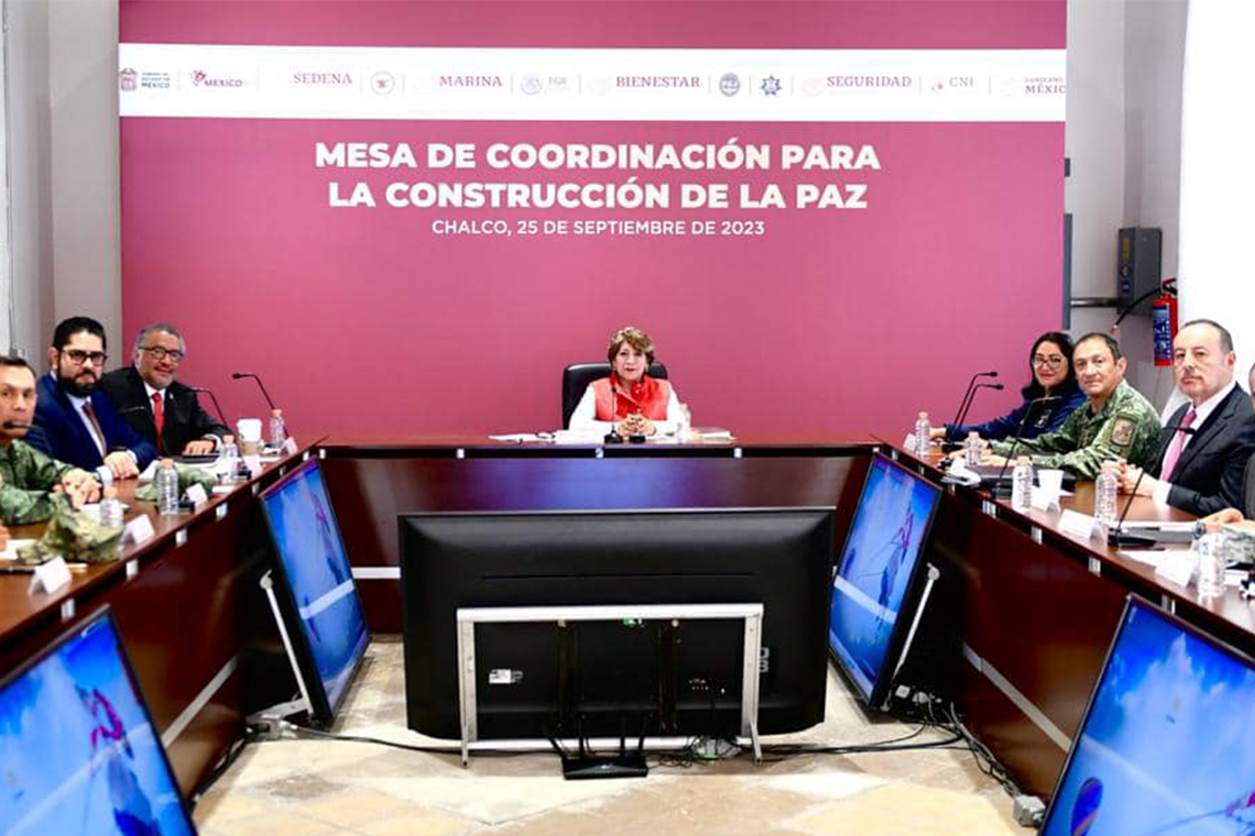 Boletín 215.-Miguel Gutiérrez recibe a la Gobernadora Delfina Gómez para Mesa de Coordinación para la Construcción de la Paz