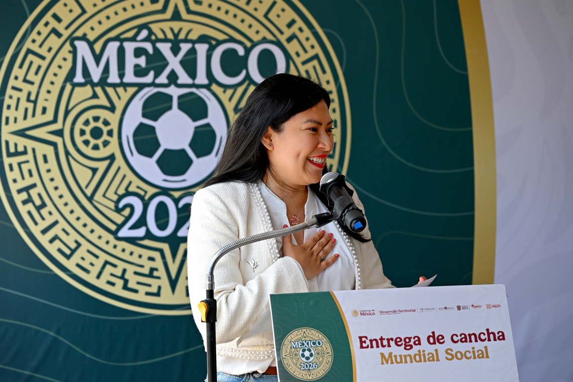 Boletín 174.- Abigail Sánchez entrega obra deportiva en Nueva San Miguel con SEDATU